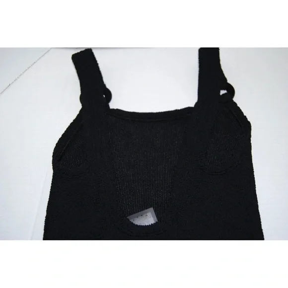 NWOT HUNZA G DOMINO RING HARDWARE ONE-PIECE SWIMSUIT BLACK WOMEN'S ONE SIZE - Picture 11 of 14